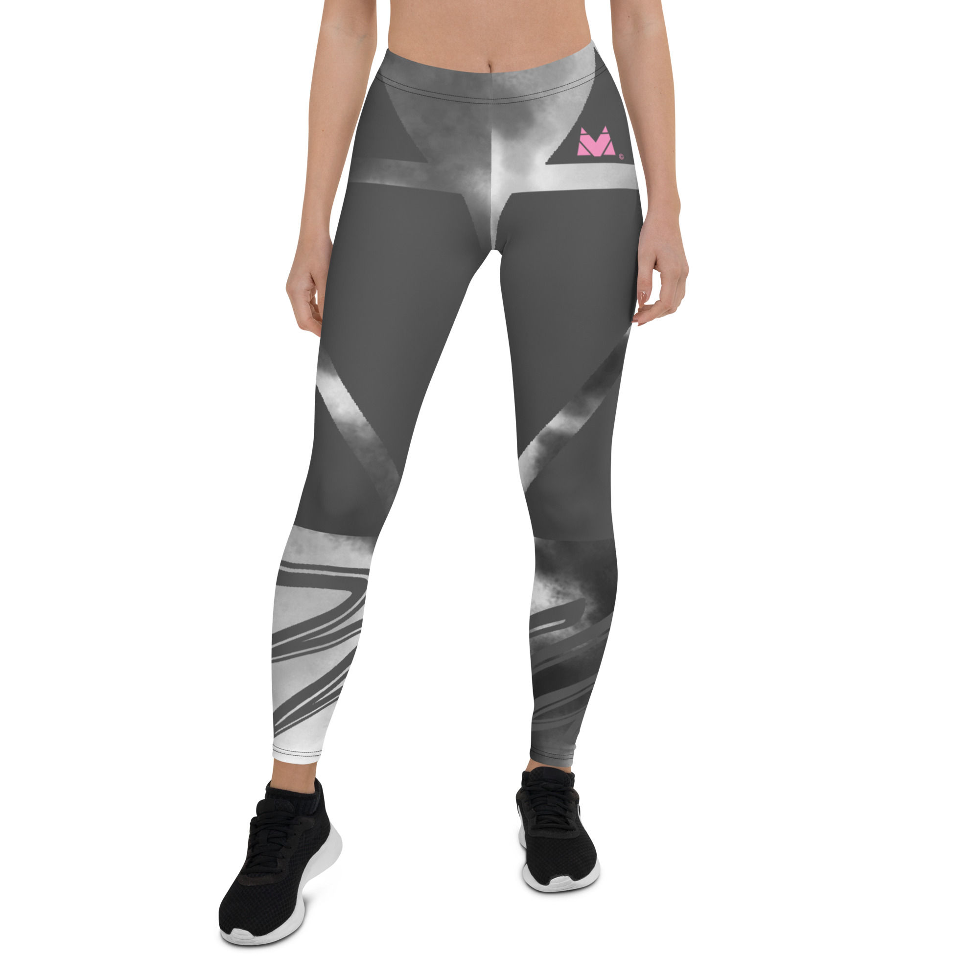Leggings Milla Sports Black grey and pink clouds