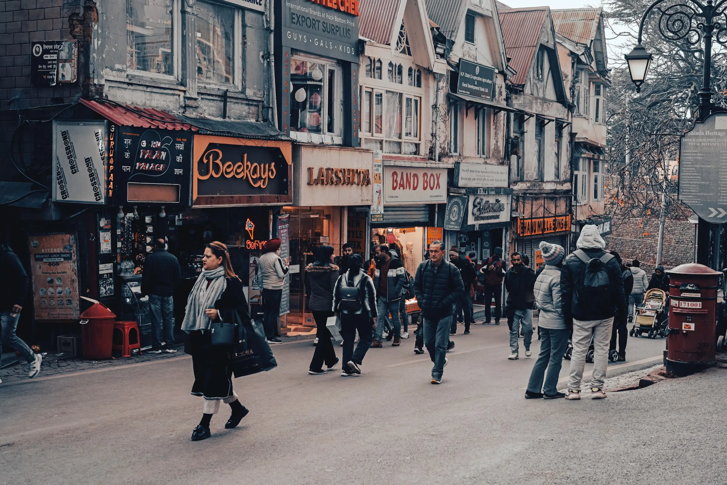 people doing shopping  on road of shimla