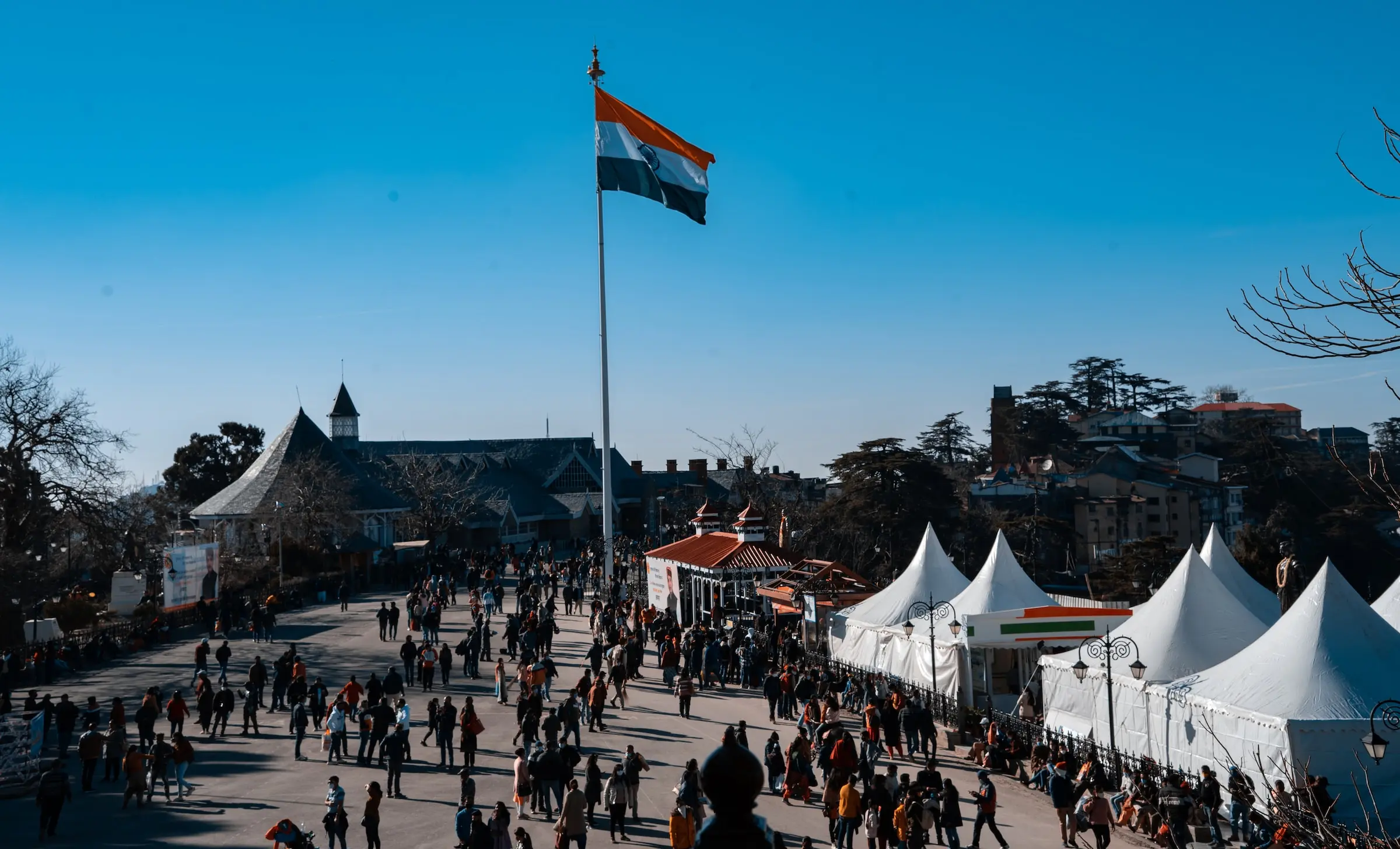 The Ridge Shimla highest point in shilma city where india flag is waving