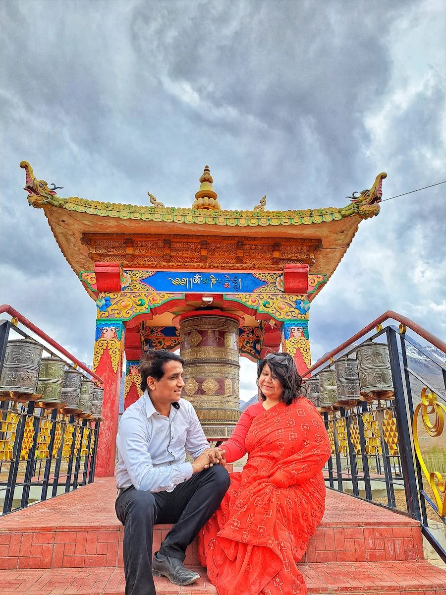 A Tibetan relegious monument having rolled shape