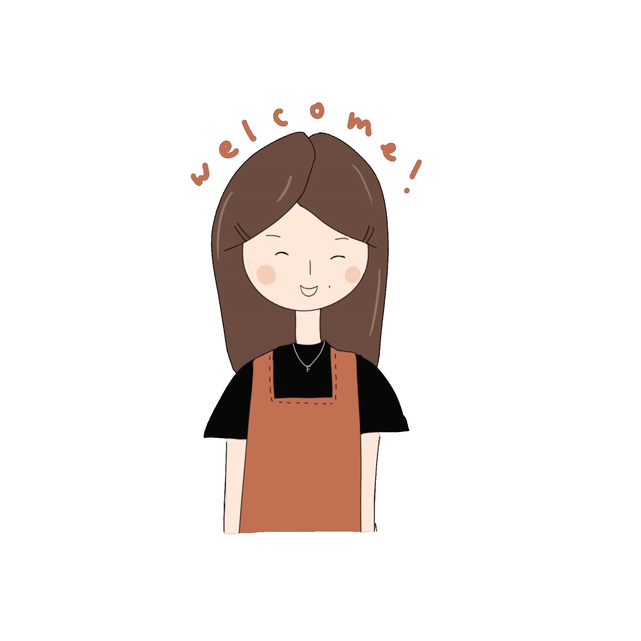 Hand drawn smiling gif of me welcoming you to my Portfolio!
