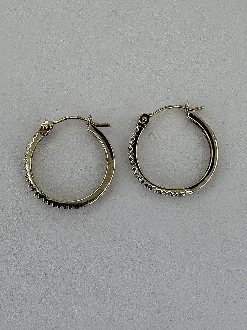 Thumbnail: 10K Gold Diamond Hoop Earrings