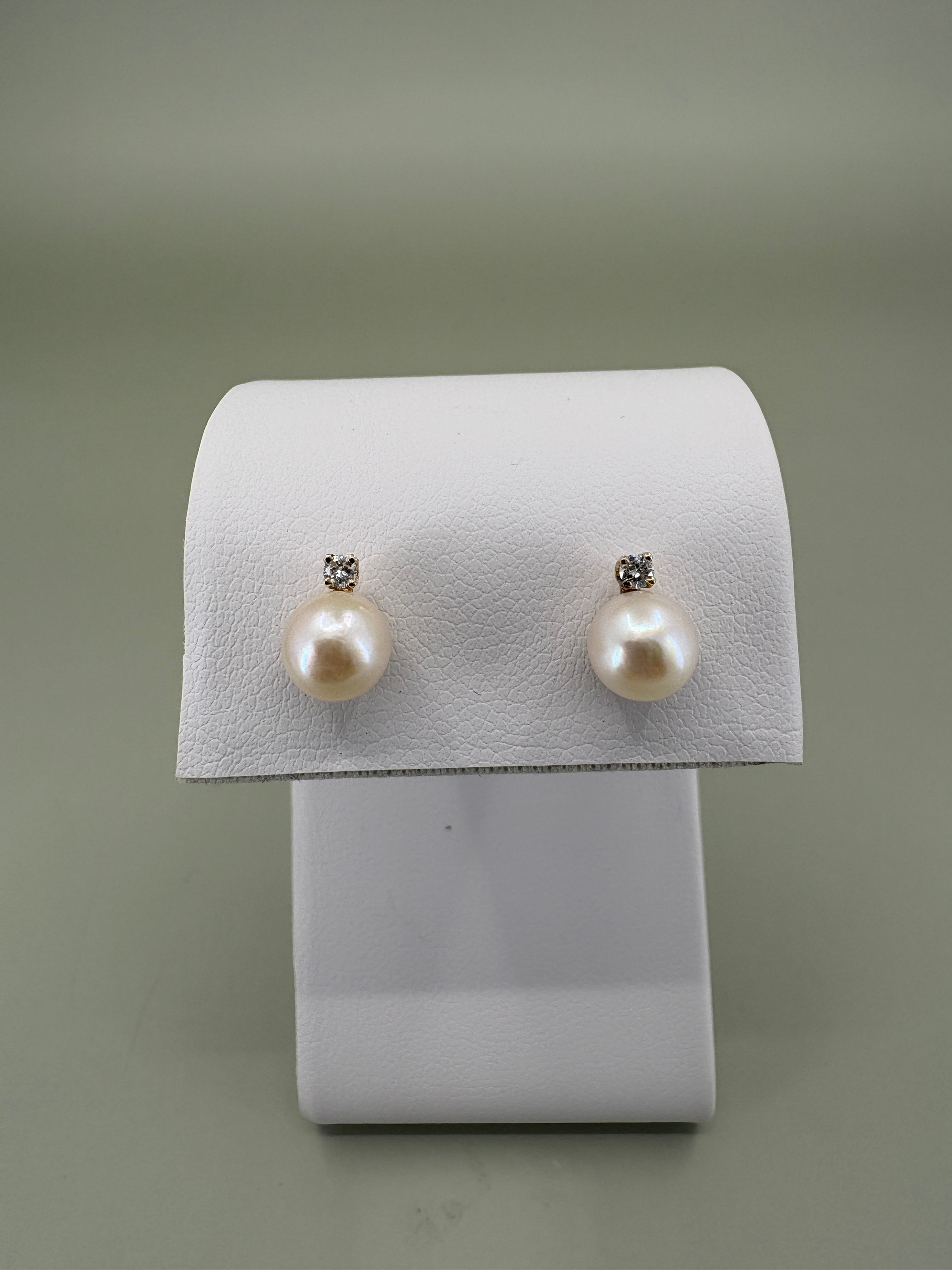 Pearl and Diamond Stud Earrings
