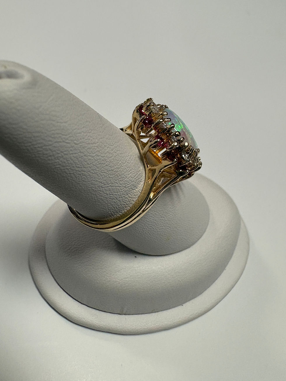 Thumbnail: 14k Gold Opal Ruby Diamond Cocktail Ring