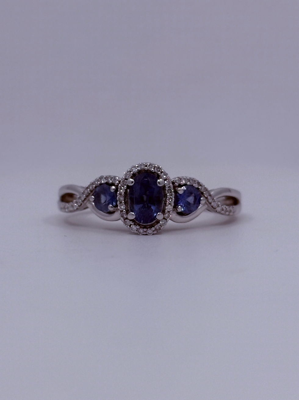 LeVian Diamond & Sapphire Ring in 14K White Gold – Size 8.5