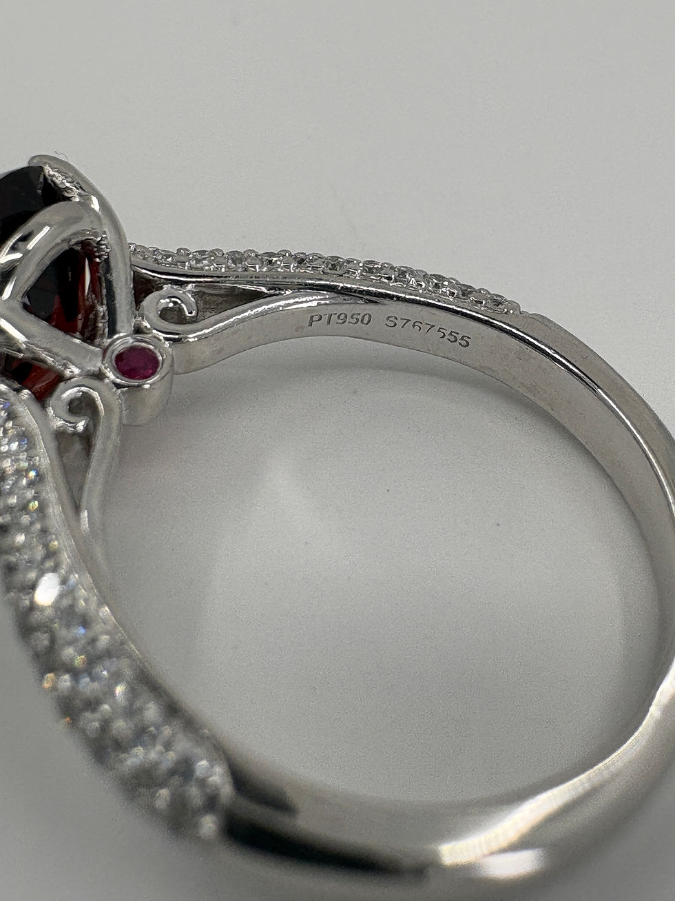 Thumbnail: Gabriel & Co Platinum Garnet and Diamond Ring