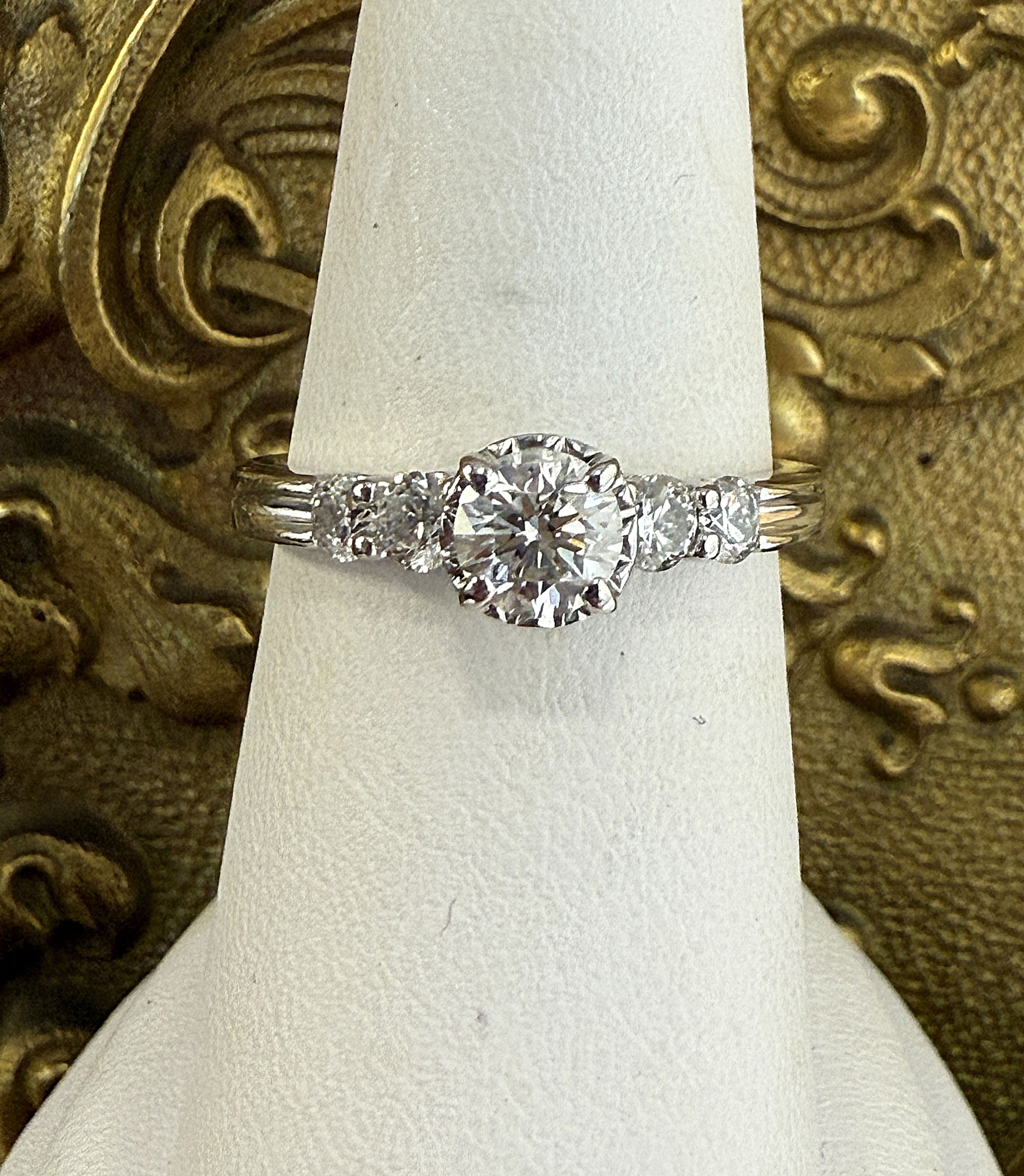 14K White Gold 5-Stone Diamond Engagement Ring - 1ct TW - IberJoya - Size 8.75