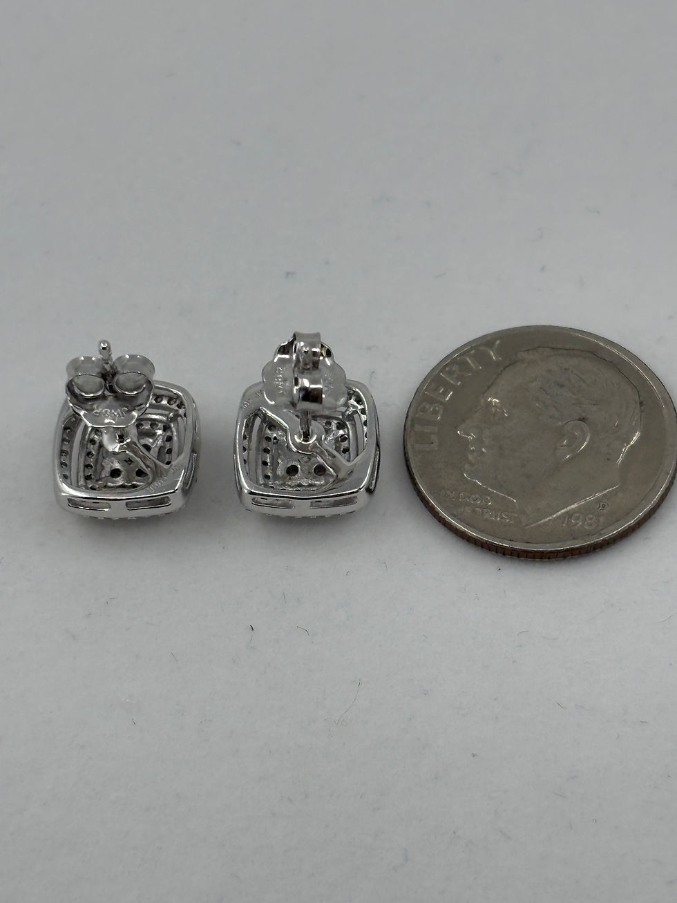 Thumbnail: 10K White Gold Diamond Double Halo Stud Earrings, 1.5 CT TW
