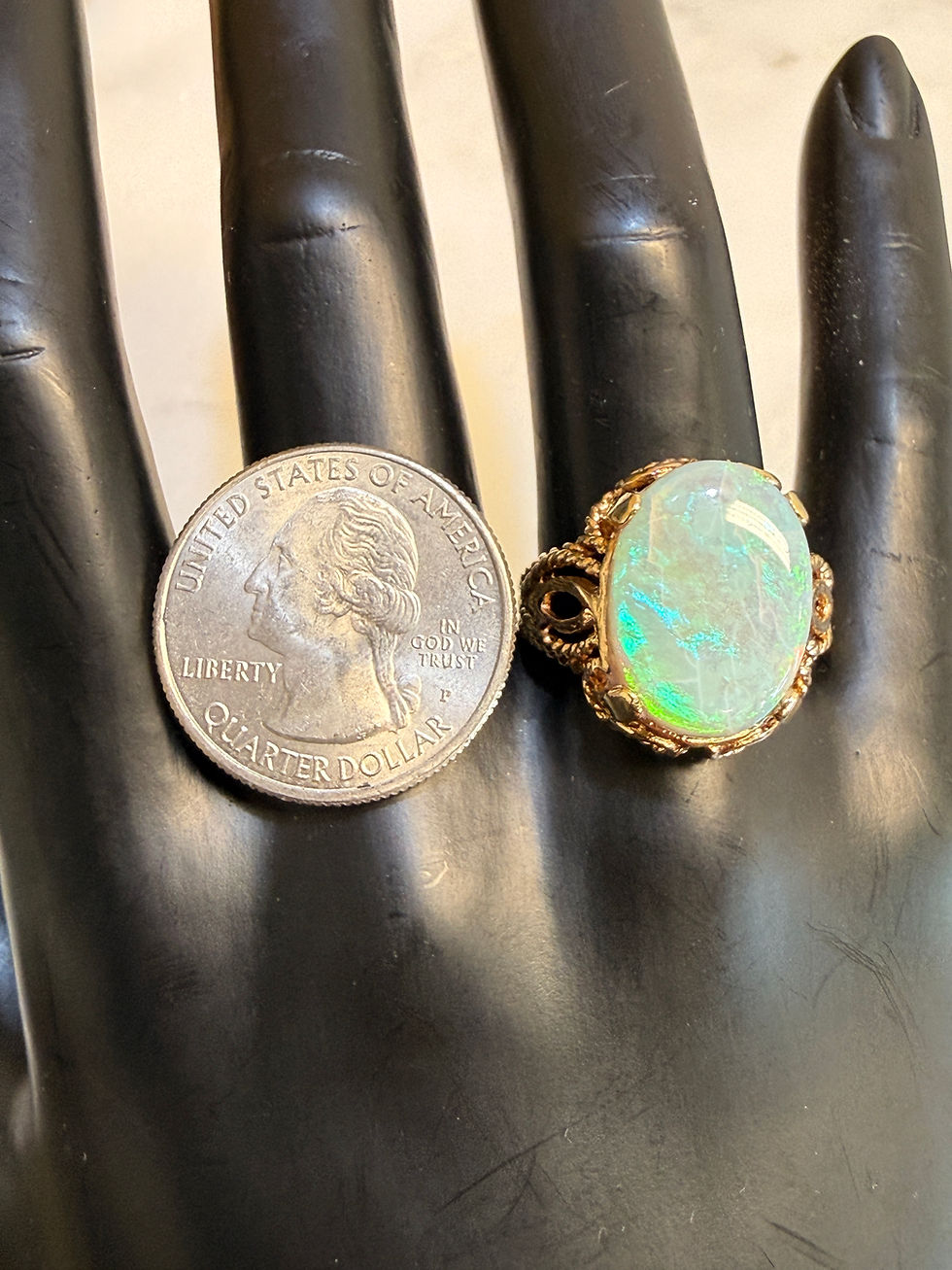 Thumbnail: 14K Yellow Gold Large Opal Statement Ring