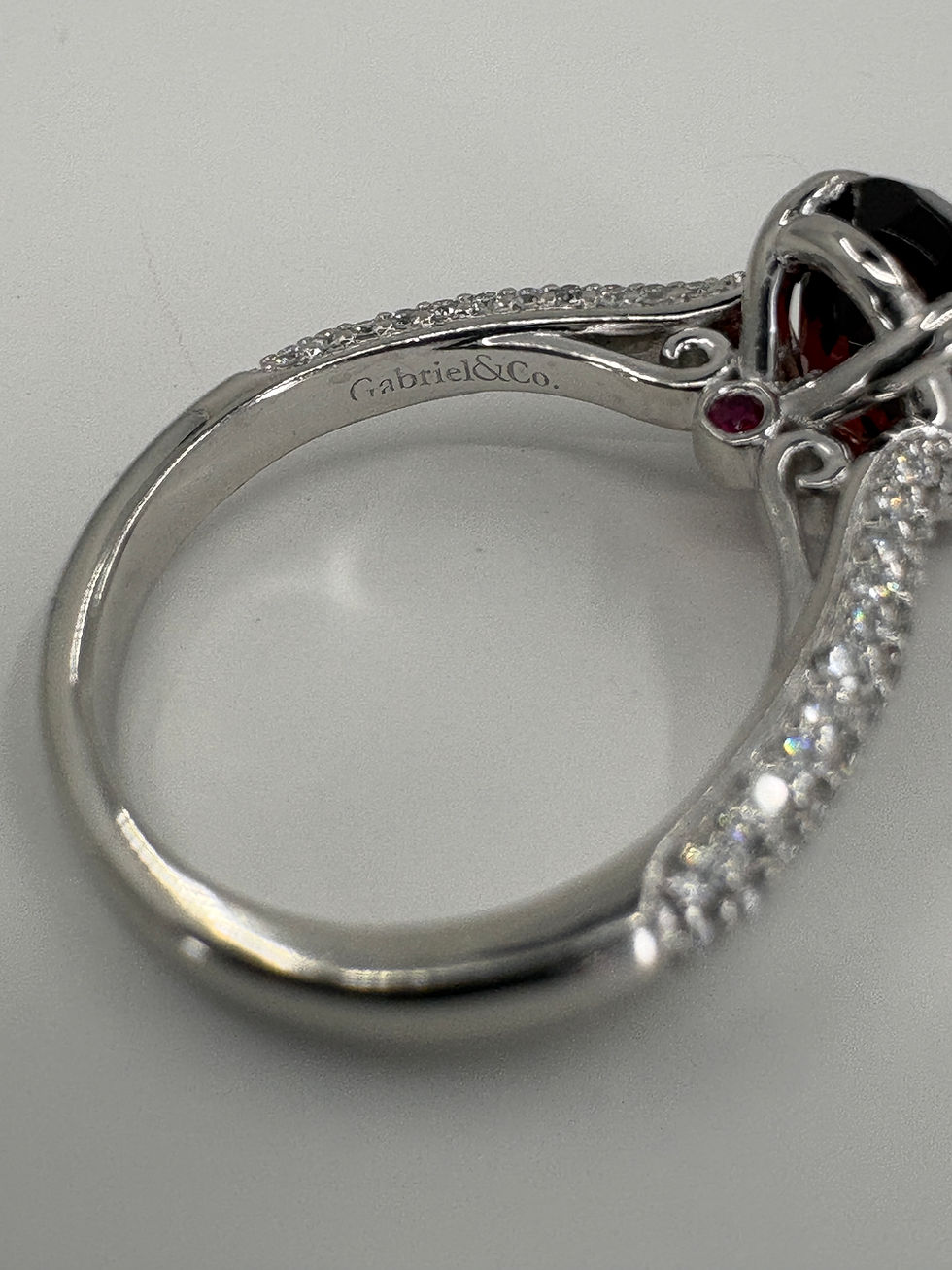 Thumbnail: Gabriel & Co Platinum Garnet and Diamond Ring