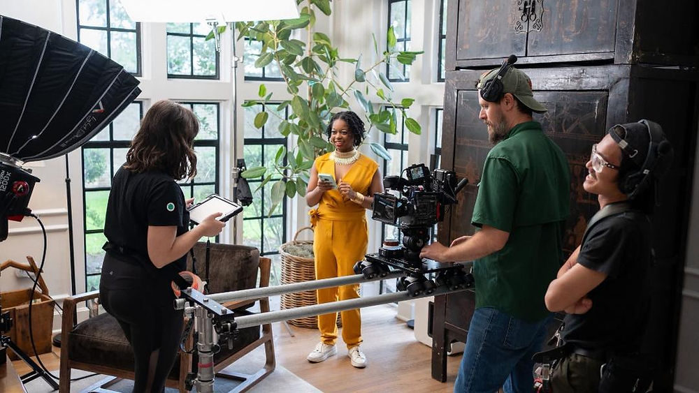 Co-Director, Noella Ukpe-Roberts works with Director of Photography, Adam Lupiani to devise the next shot