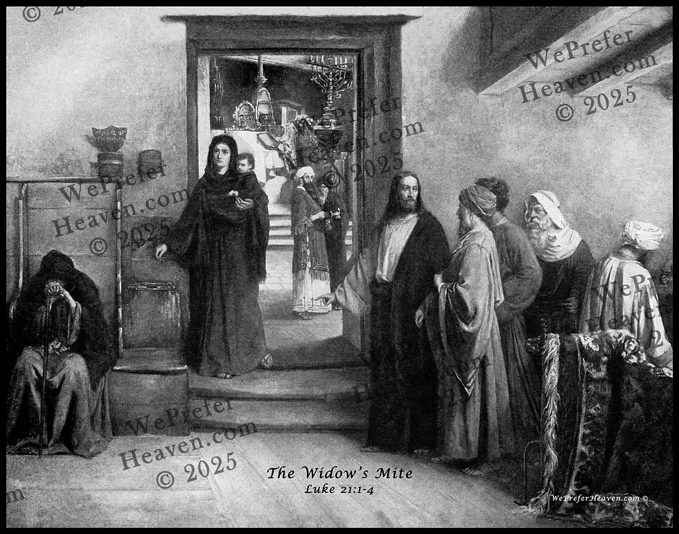 Widow's Mite, Bible Story, Tithing, Giving Alms, Poor People, Restitution, Jesus Christ