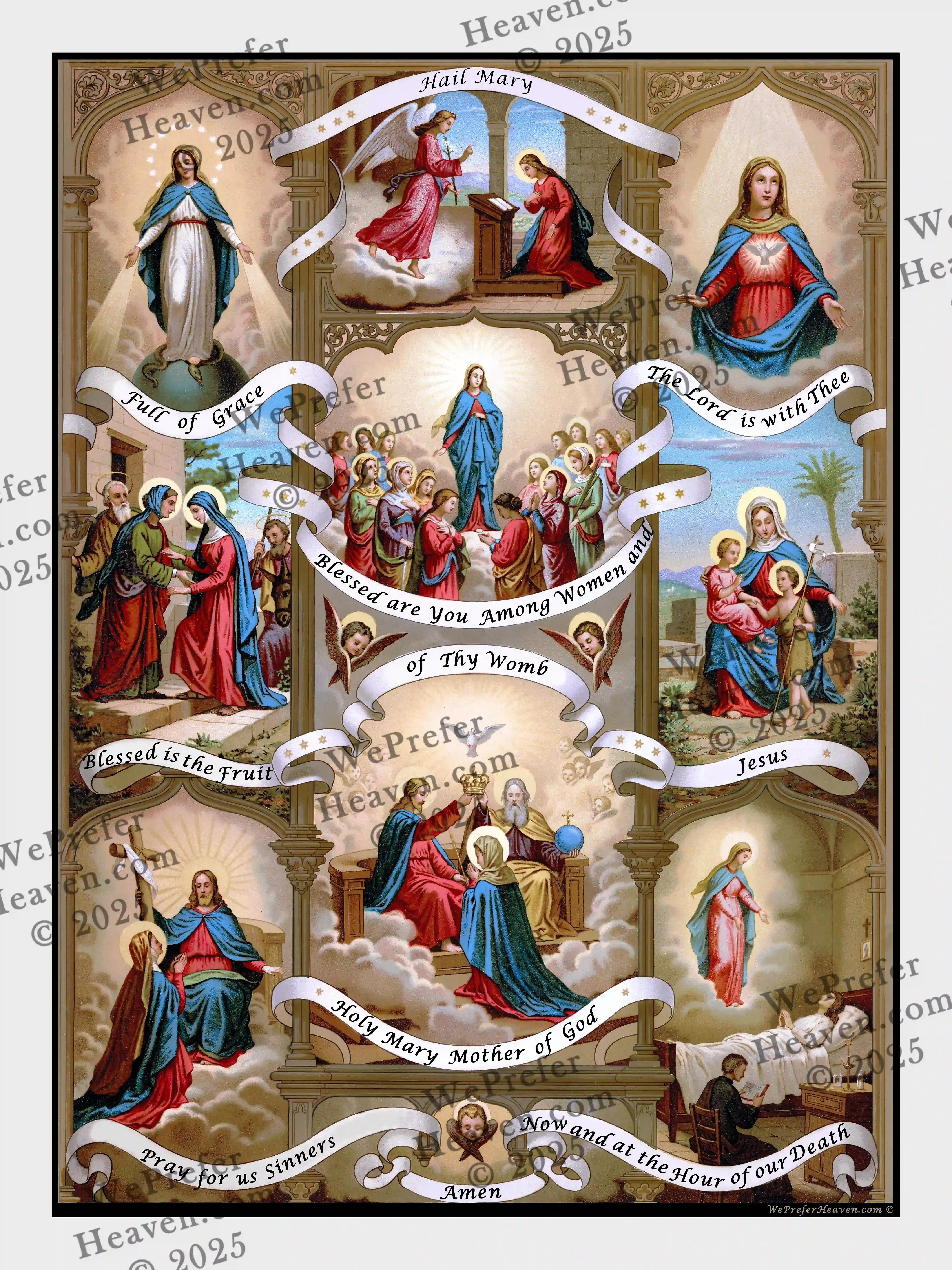 Hail Mary Prayer, Mother of God, Blessed Virgin Mary, Annunciation, Visitation, Coronation, Our Lady of Grace