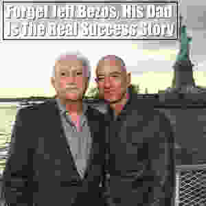 Jeff Bezos and Mike Bezos in front of Statue of Liberty