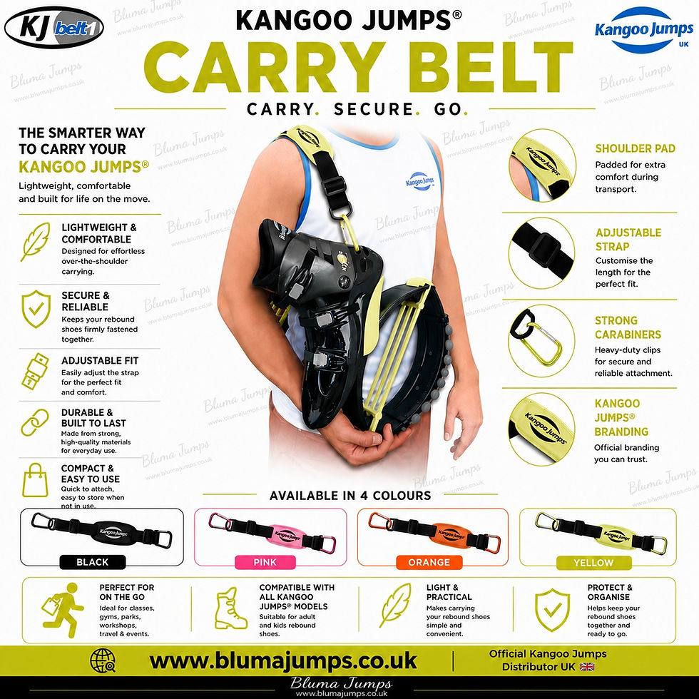 Thumbnail: Kangoo Jumps UK KJ Carry Belt Yellow Over the Shoulder bright info