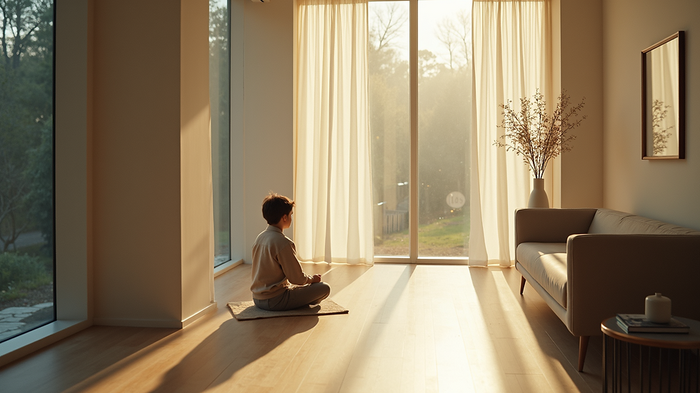 High angle view of tranquil mindfulness space