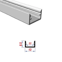 surface aluminium profile 13x8.5mm 2m set