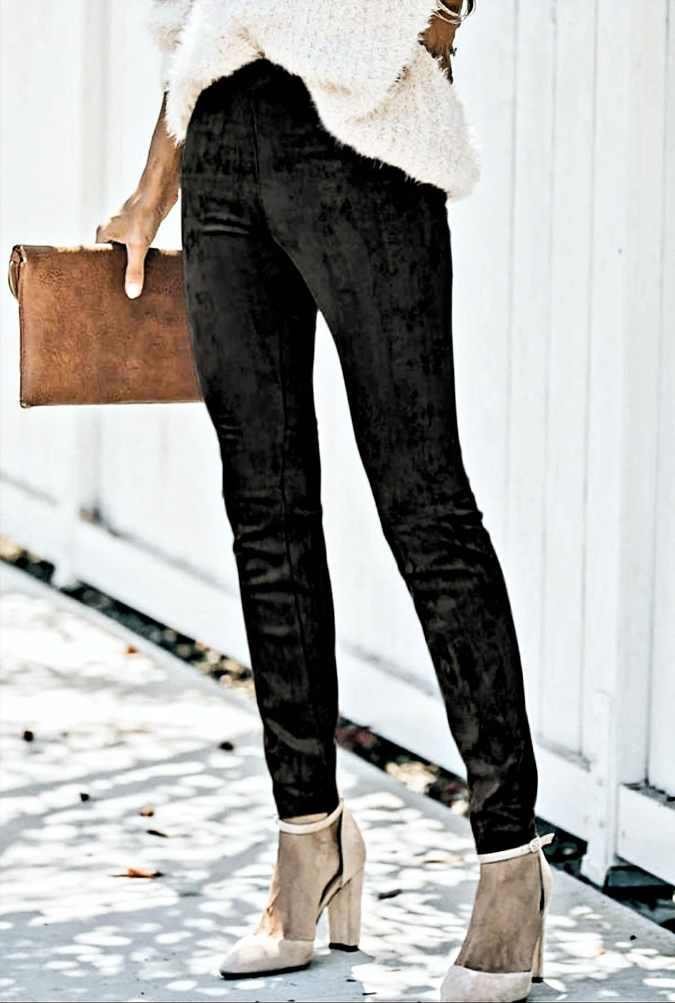 Thumbnail: Faux Suede Skinny Leggings (side)