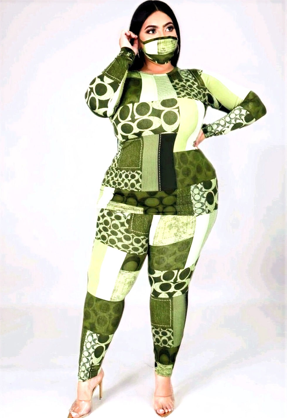 Thumbnail: Casual Chloe Plus Size Two-piece Leggings Sets Green