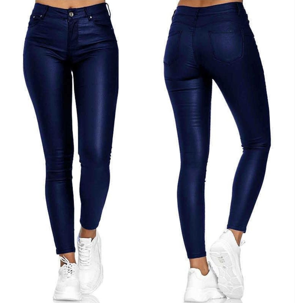 Thumbnail: Harley Leather Skinny Legs Navy Blue
