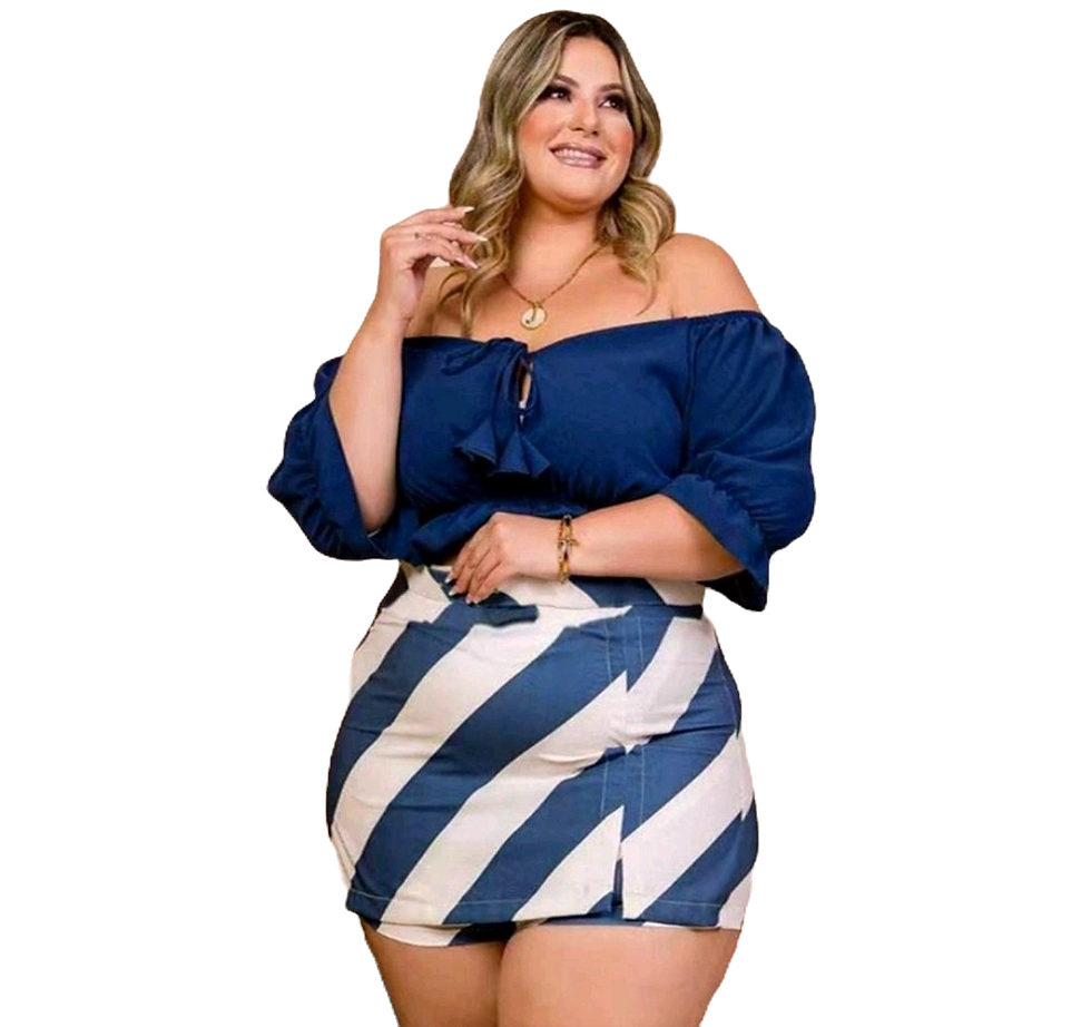 Thumbnail: Chavelle Two-Piece Plus Size Skort Sets Blue