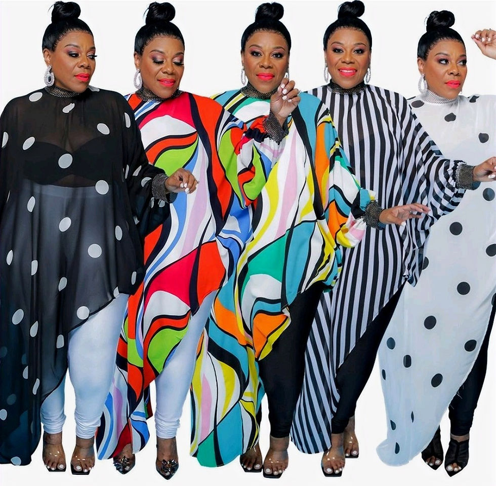 Thumbnail: Asymmetrical Geometric Plus Size Shawl Dresses