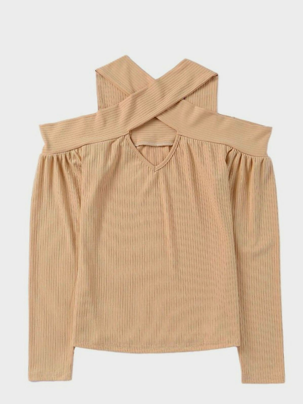 Thumbnail: Apricot Cold Shoulder Ribbed Top