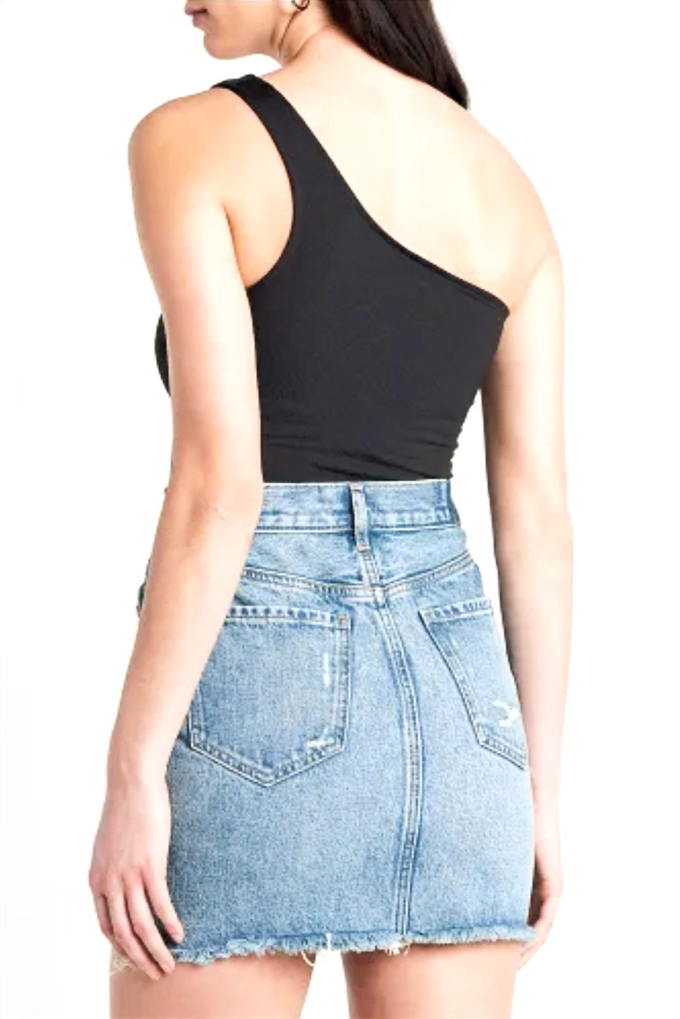 Thumbnail: Oblique Denim Mini Skirt Back View