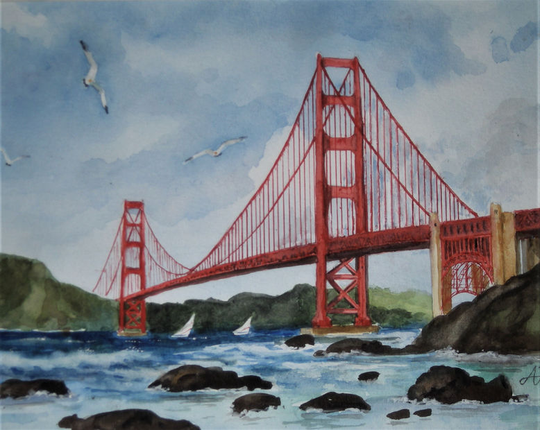 Golden Gate Bridge  -  8 ½  x  11  -  Watercolor (2).JPG