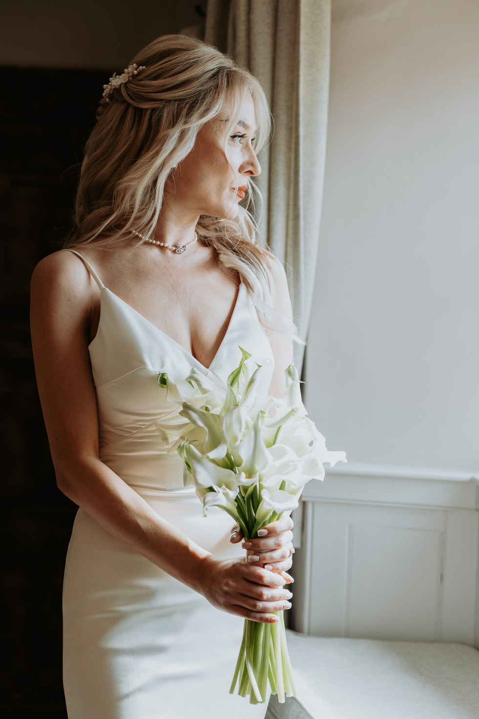 Bridal portrait at the window