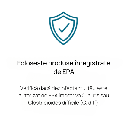 Utilizează produse listate de EPA Asigură-te că dezinfectantul tău are revendicări EPA împ