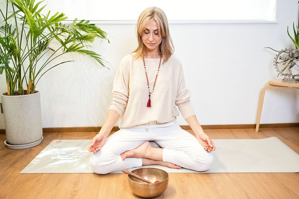 Nervous system regulation for perimenopause, Amy Elkhoury in meditation