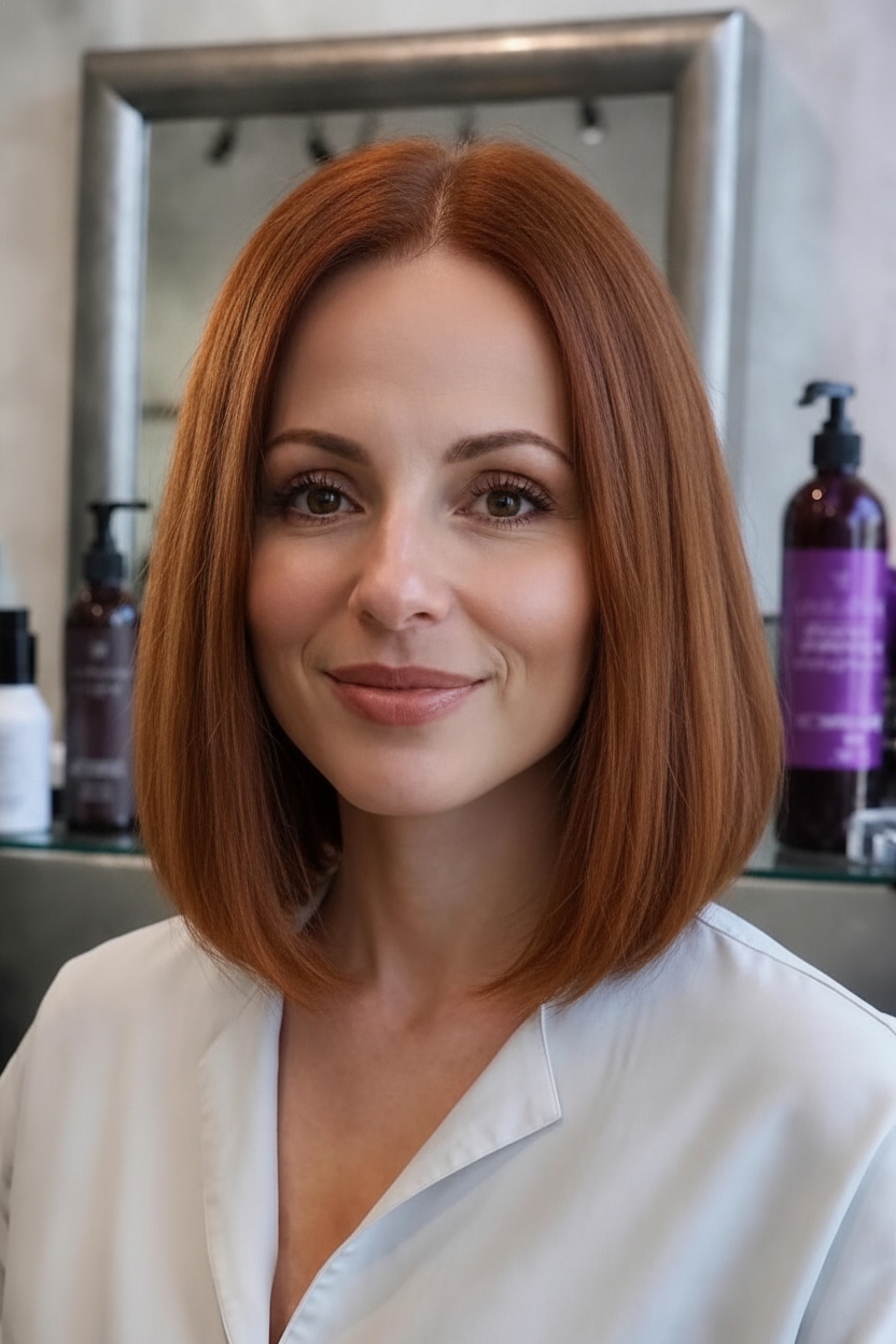Shoulder-Length Blunt Bob women over 40