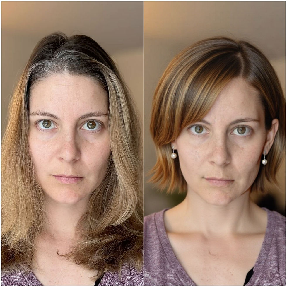 Hairstyles with Side Bangs women 50 Before and After