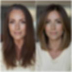 Before & after: Long bob Lob 
on a woman in her 40s