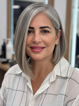 angled bob low-maintenance haircut after 50