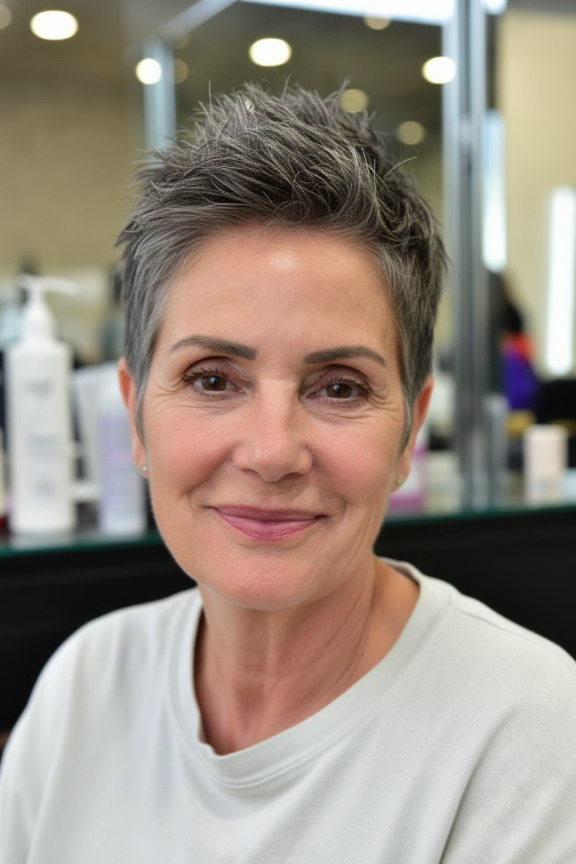 Undercut Grey Blended Pixie