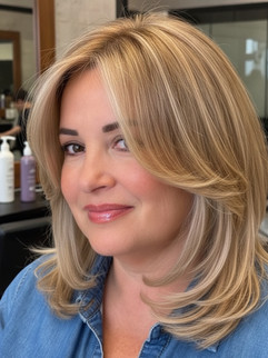 layers round face women over 40