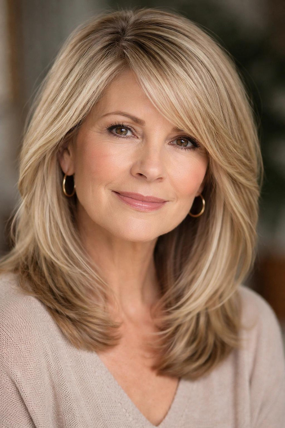 The Elegant Shoulder-Length Haircut with Side-Swept Bangs women over 50