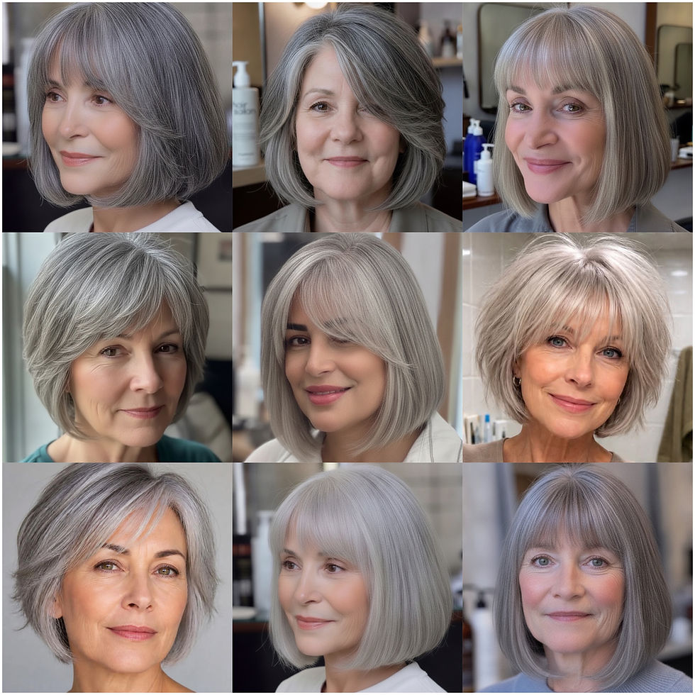 Best Gray Bob with Bangs Hairstyles for Women Over 50