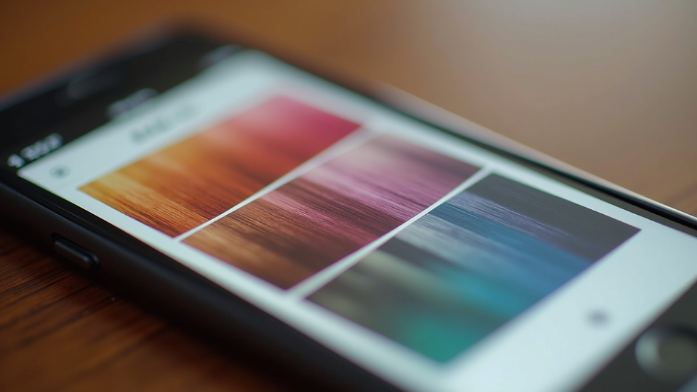 Close-up view of hair color palette on a mobile app screen
