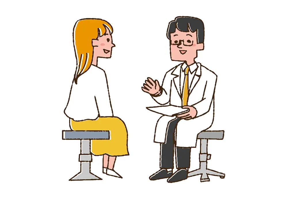 女性の患者さんと男性医師のイラスト