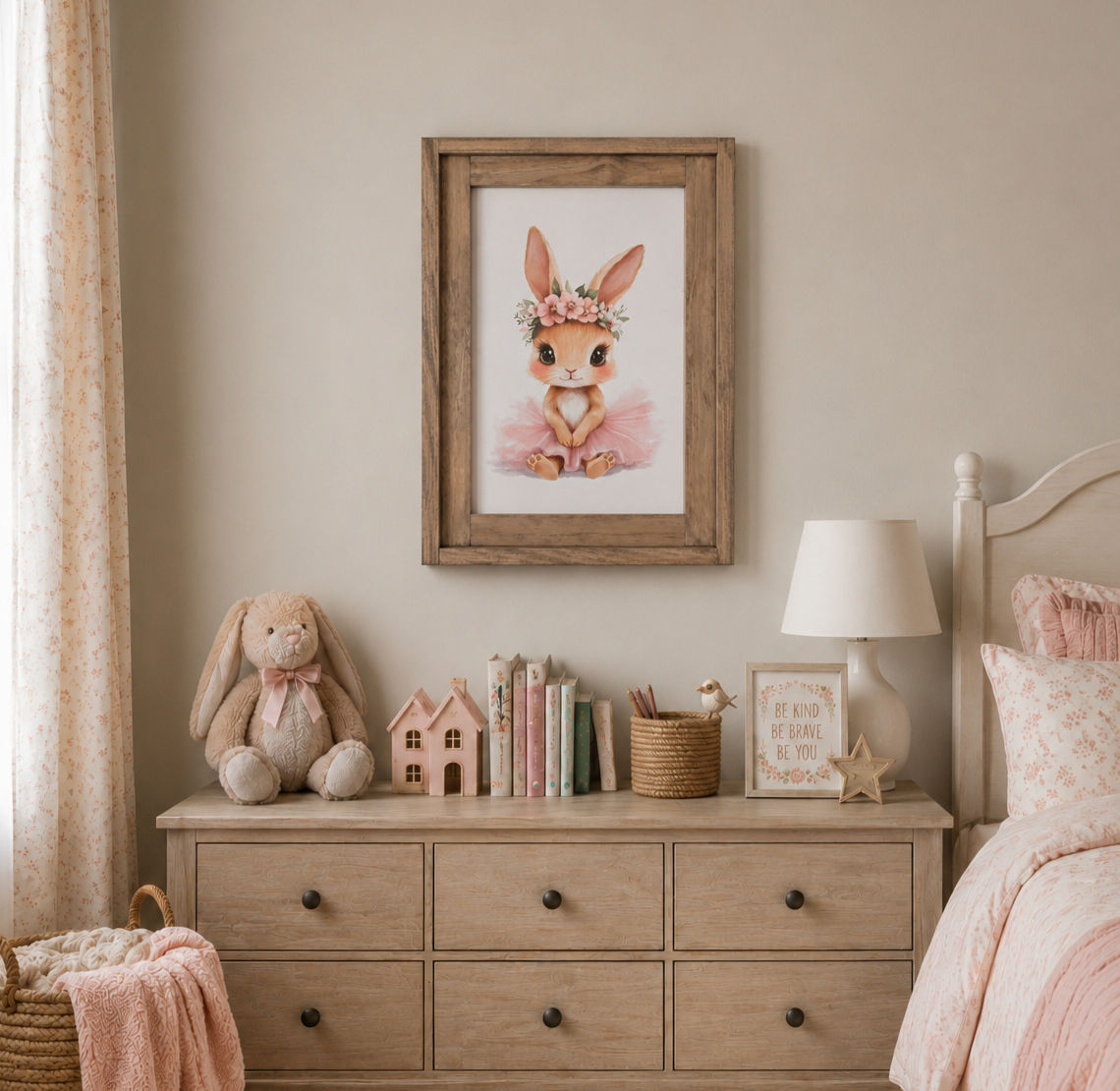 Wall Art Blush Ballet Bunny