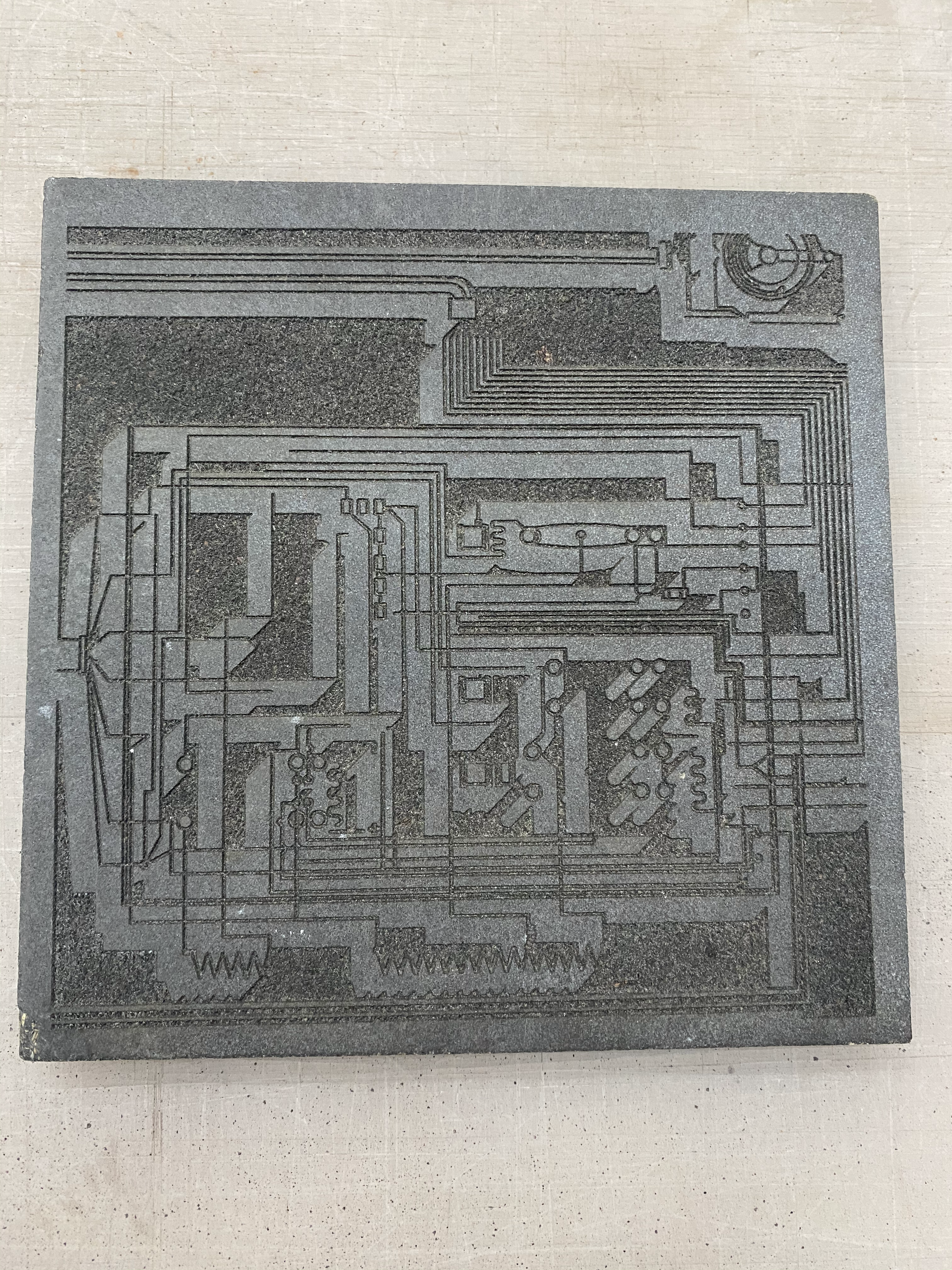 Laser etch on 1/2" concrete particle board