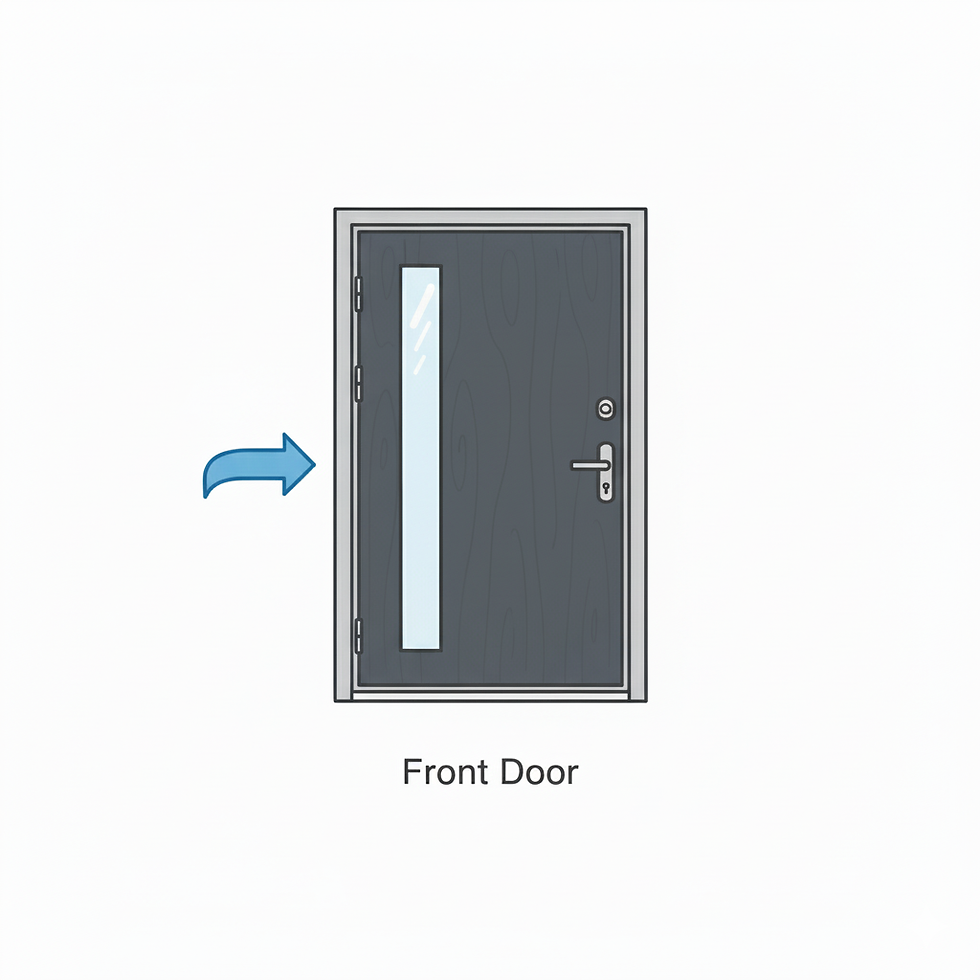 Modern European front door illustration with durable UPVC frame for replacement and instal