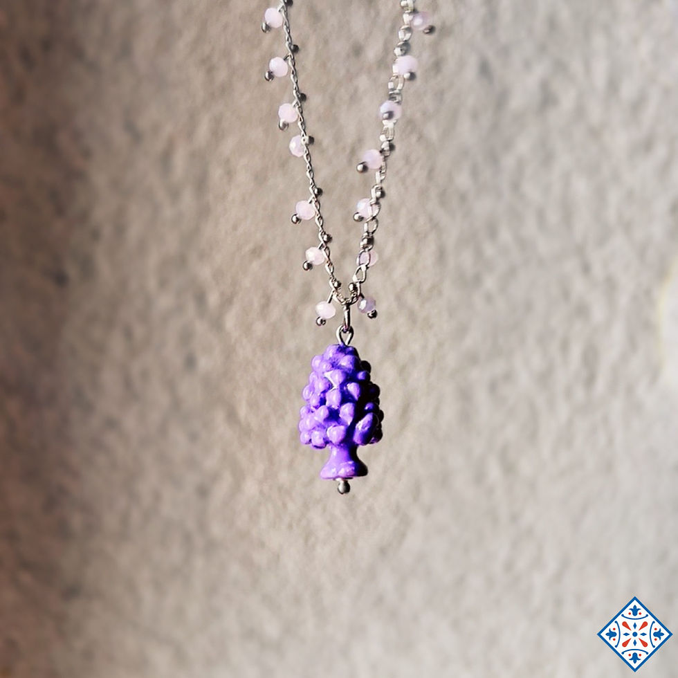 Miniatura: Collana con mini pigna portafortuna colore violetto