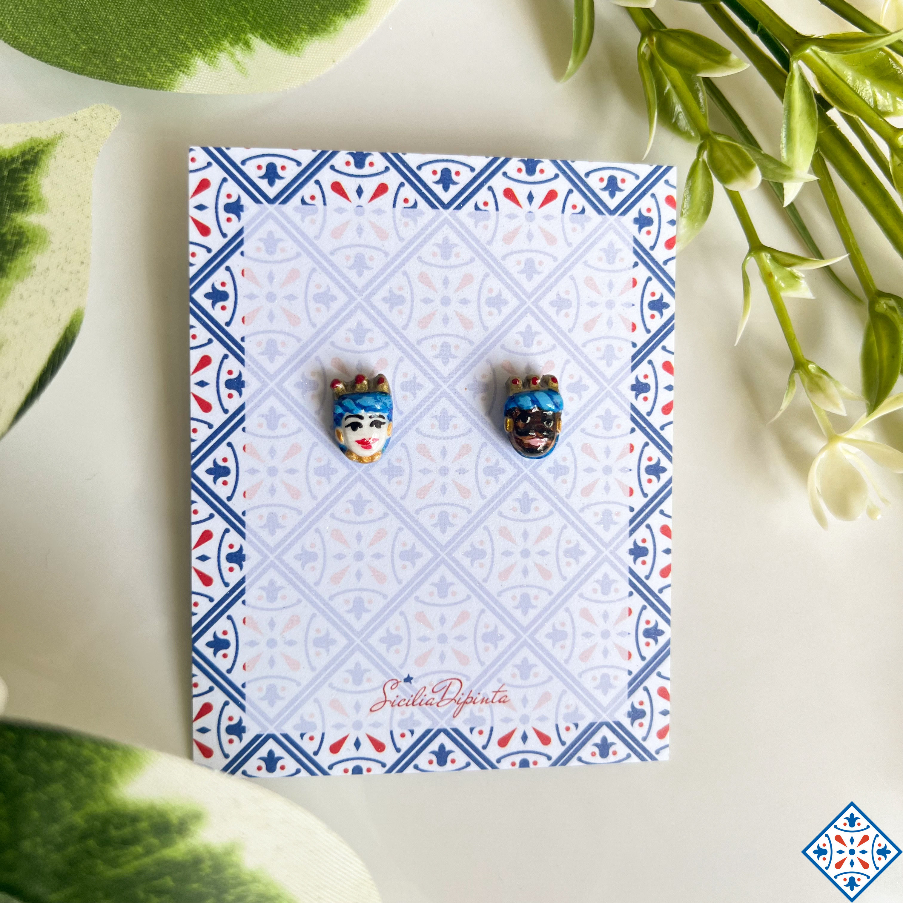 Orecchini da lobo con le mini teste di moro originali