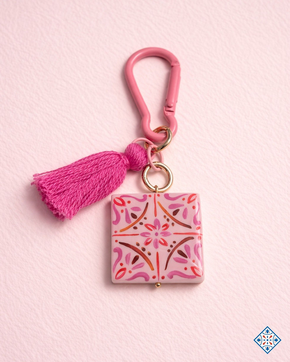 Miniatura: Portachiavi con la maiolica rosa e fucsia