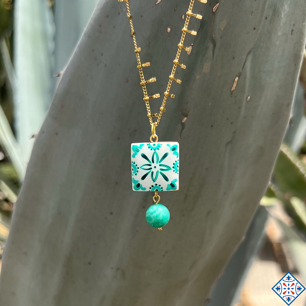 Parure con maioliche verde e turchese