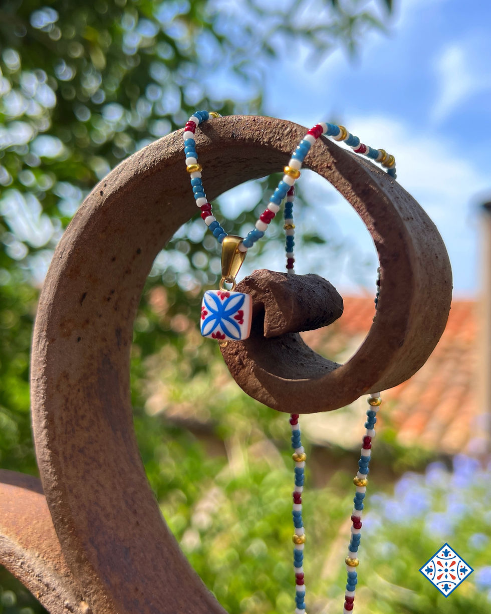 Collana micro maioliche bizantine blu e burgundy